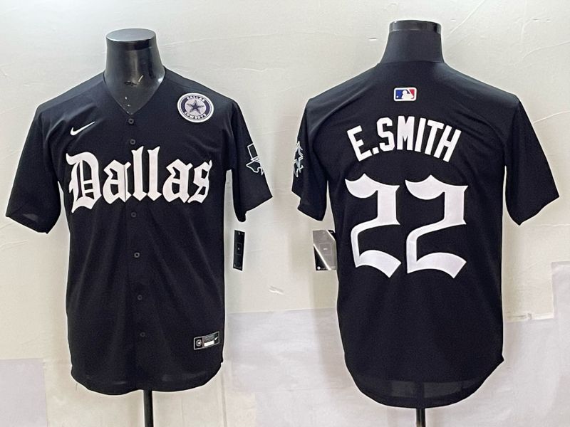 Men 2025 Nike Dallas Cowboys #22 E.Smith Black 5th generation Joint Name Limited NFL Jersey 012->dallas cowboys->NFL Jersey